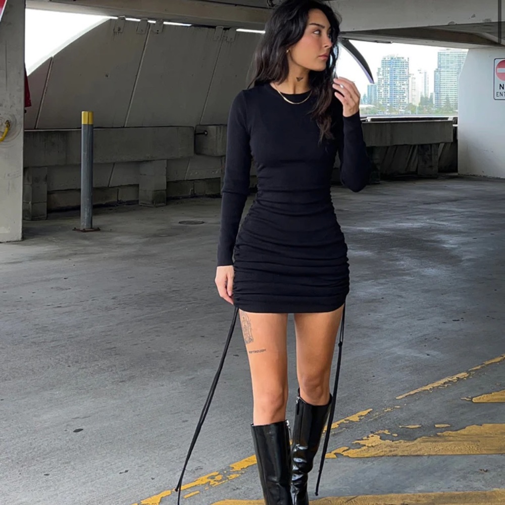 Lioness black military minds long sleeve mini dress size small 4